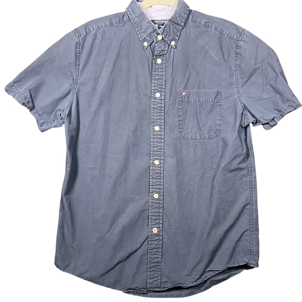 TOMMY HILFIGER  CLASSIC FIT SHORT SLEEVEBUTTON SHIRT- BLUE M